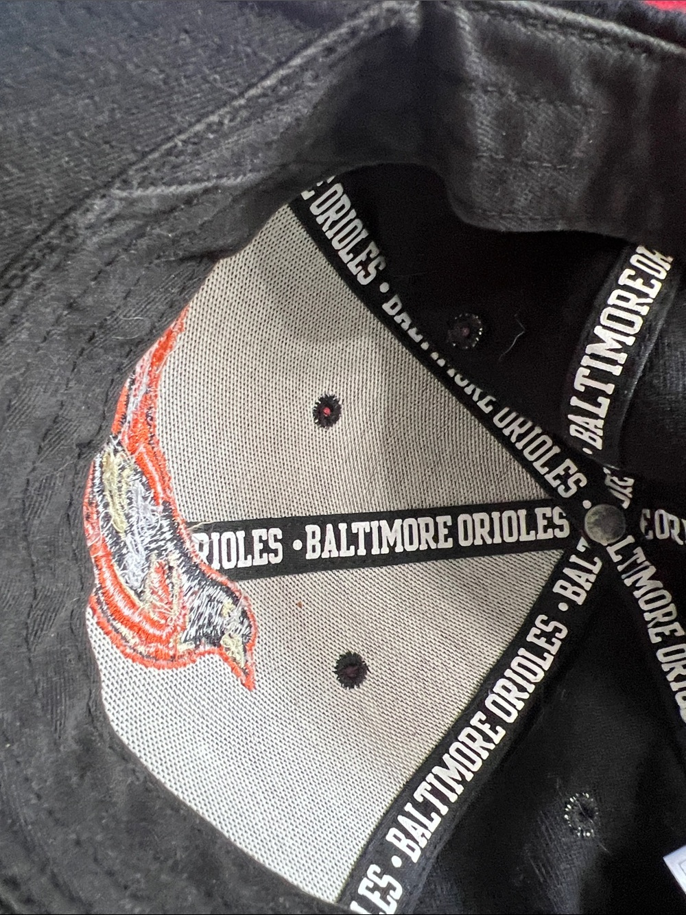 Nike Team Baltimore Orioles Adjustable Hat Black Orange Bird Logo Cap - Picture 10 of 10